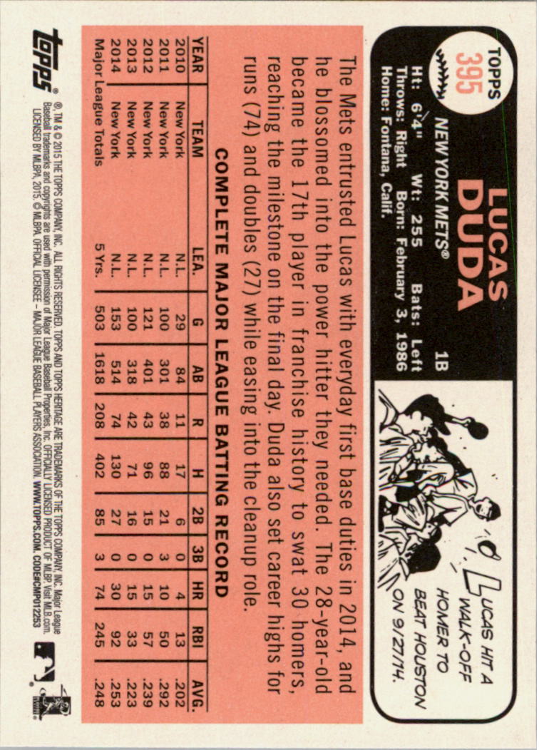 A0025- 2015 Topps Heritage BB #s 250-493 +Rookies -You Pick- 15+ FREE US SHIP - Picture 245 of 323