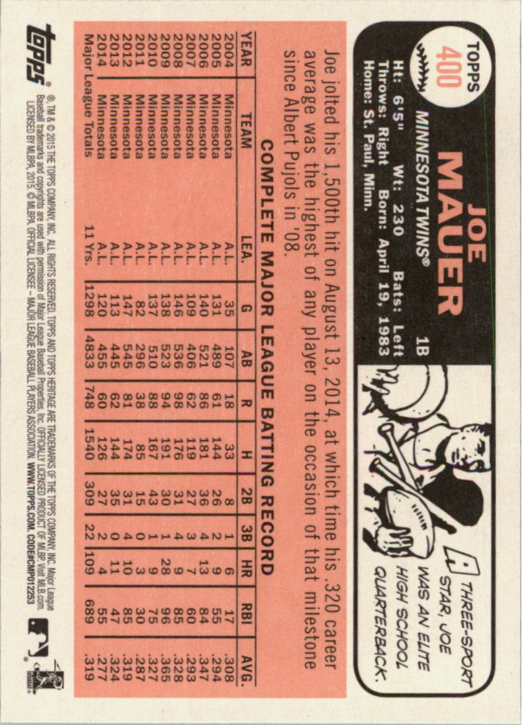 A0025- 2015 Topps Heritage BB #s 250-493 +Rookies -You Pick- 15+ FREE US SHIP - Picture 247 of 323