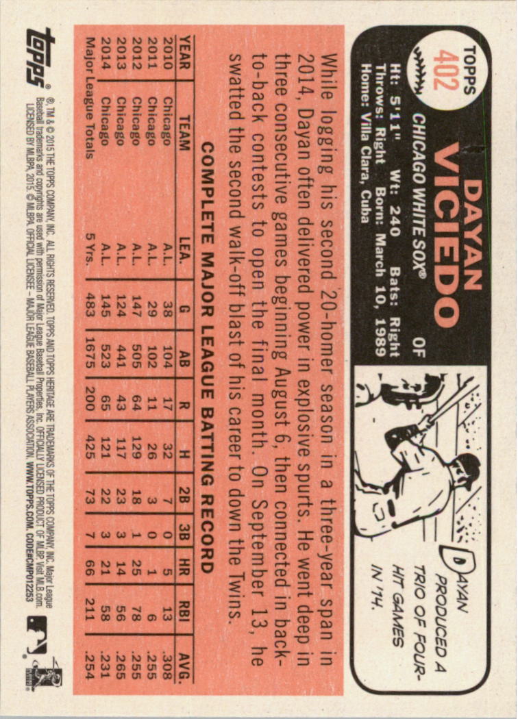 A0025- 2015 Topps Heritage BB #s 250-493 +Rookies -You Pick- 15+ FREE US SHIP - Picture 130 of 323