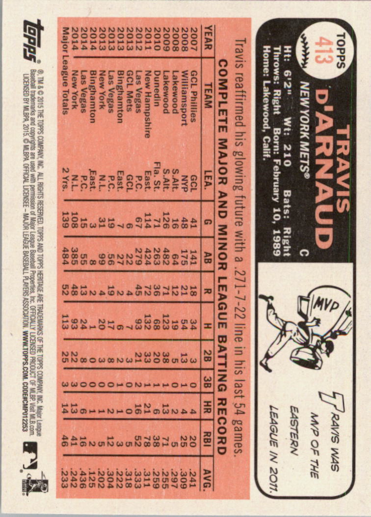 A0025- 2015 Topps Heritage BB #s 250-493 +Rookies -You Pick- 15+ FREE US SHIP - Picture 255 of 323