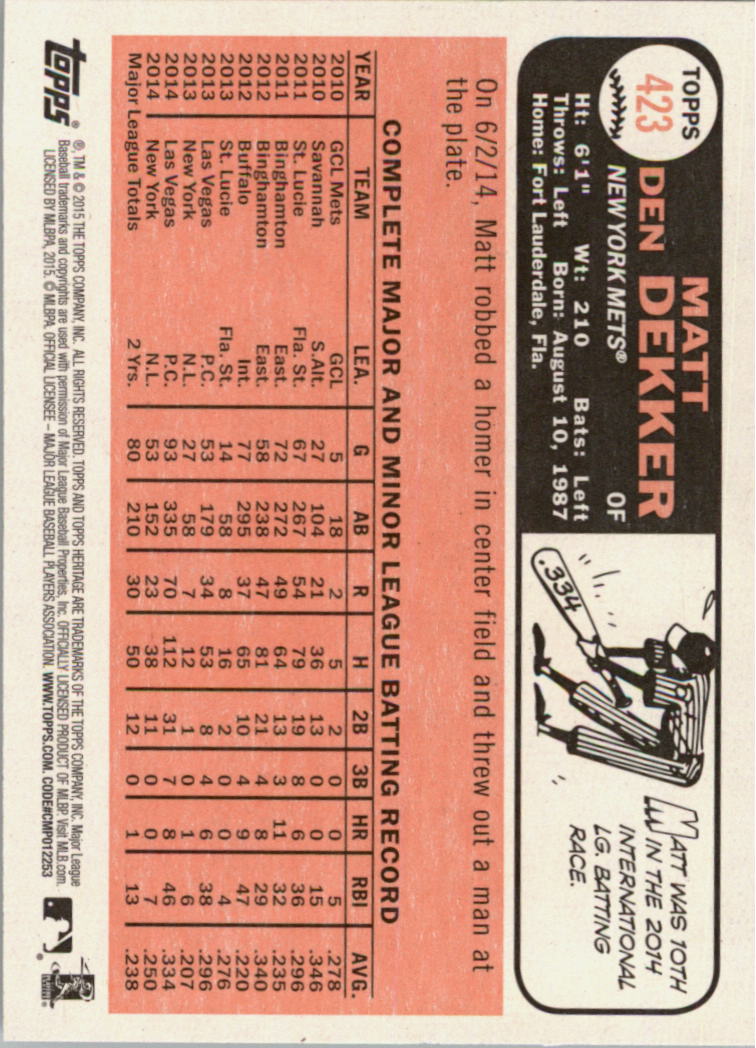 A0025- 2015 Topps Heritage BB #s 250-493 +Rookies -You Pick- 15+ FREE US SHIP - Picture 154 of 323