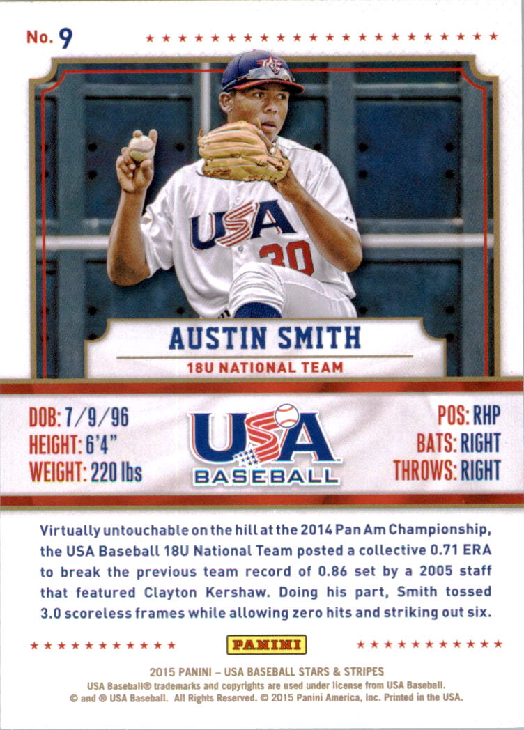 2015 USA Baseball Stars and Stripes #9 Austin Smith back image