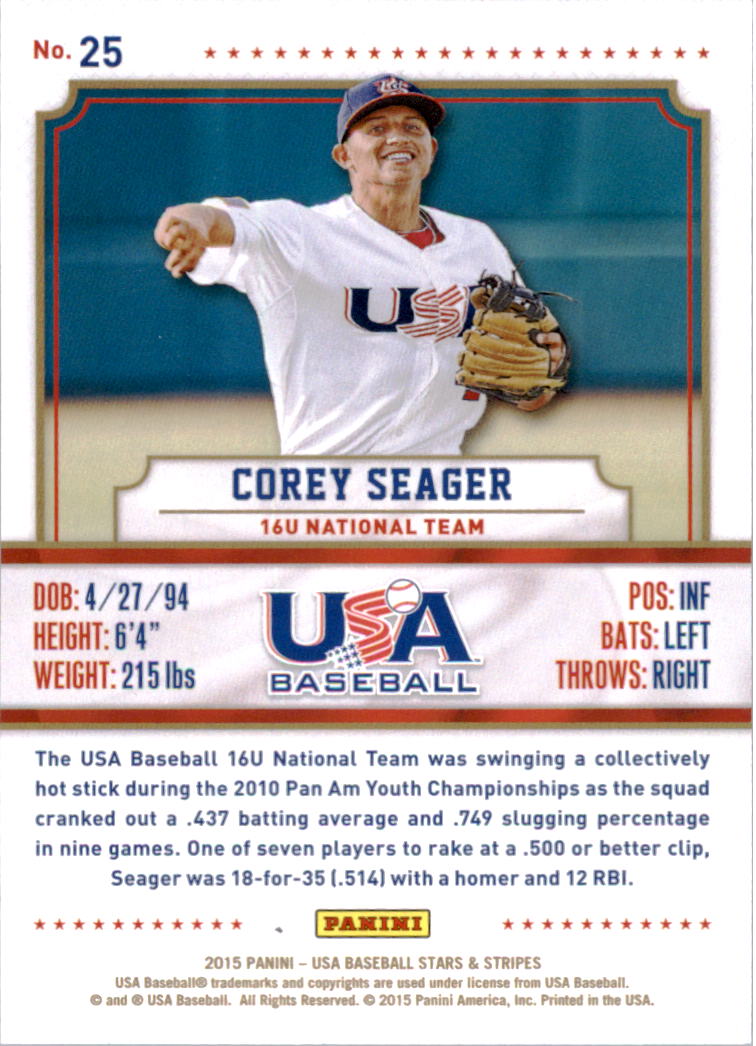 2015 USA Baseball Stars and Stripes #25 Corey Seager back image