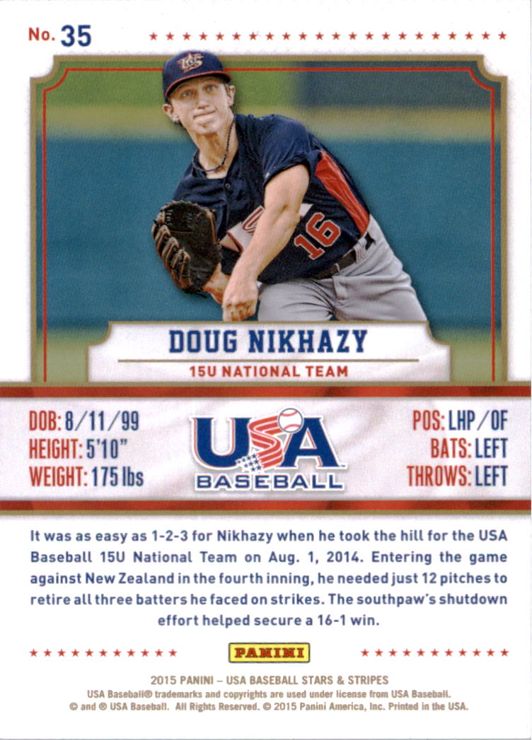 2015 USA Baseball Stars and Stripes #35 Doug Nikhazy back image