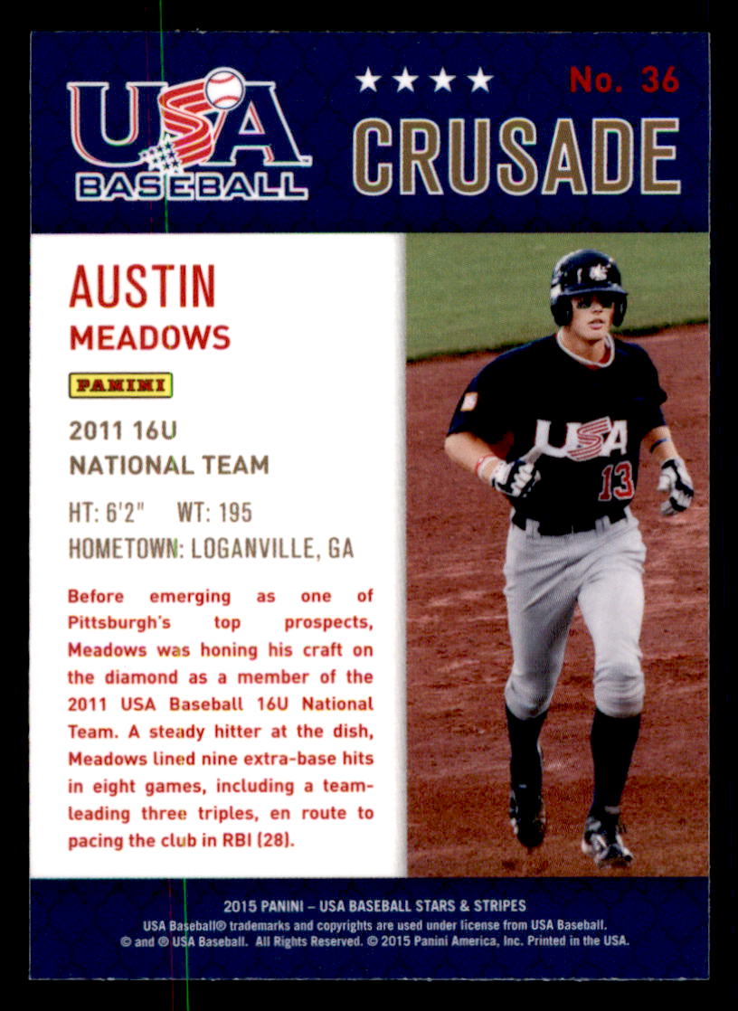 2015 USA Baseball Stars and Stripes Crusade Blue #36 Austin Meadows back image