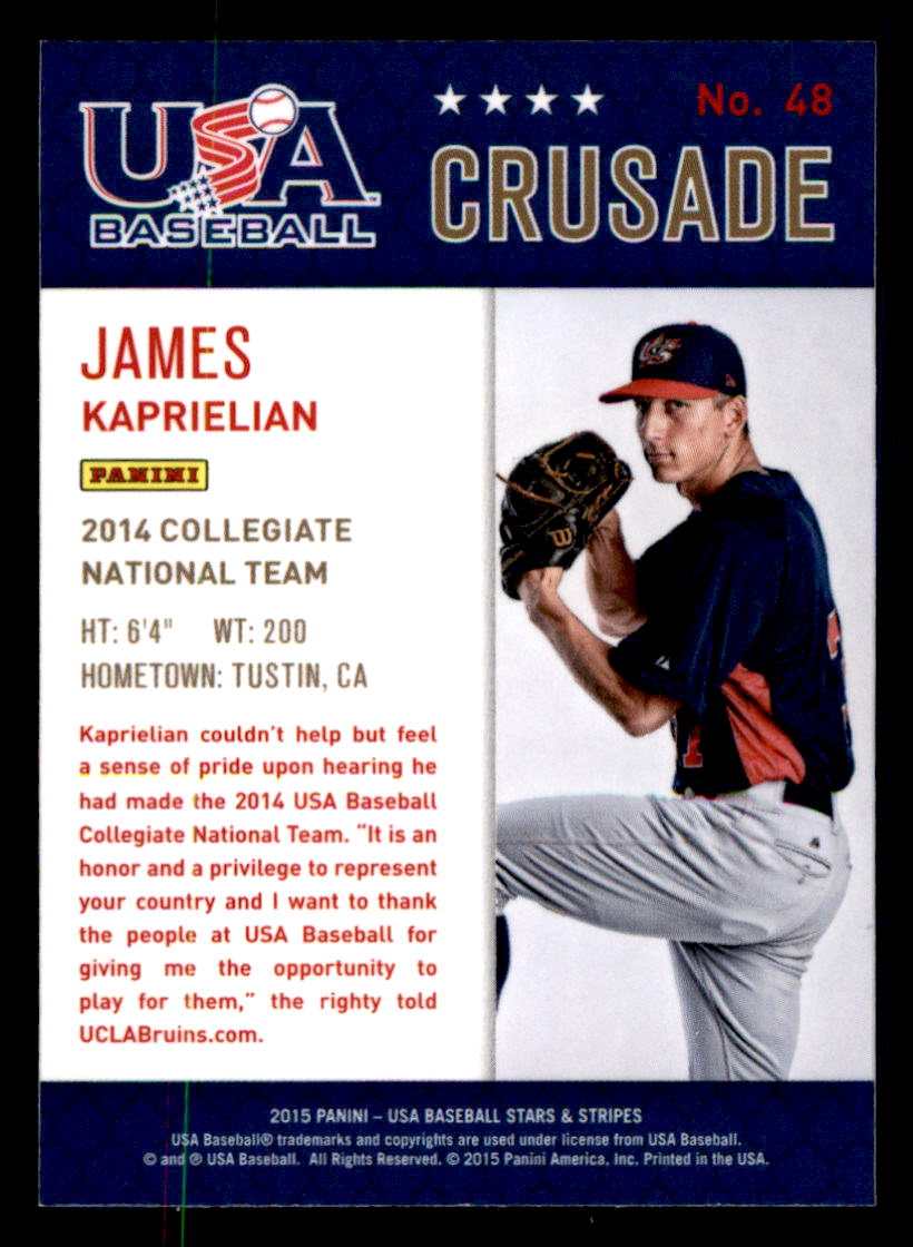 2015 USA Baseball Stars and Stripes Crusade Blue #48 James Kaprielian back image