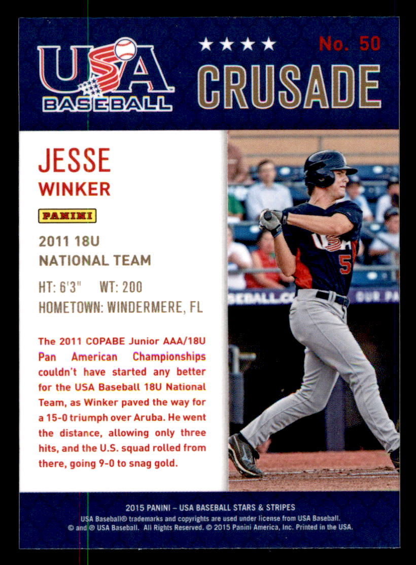 2015 USA Baseball Stars and Stripes Crusade Blue #50 Jesse Winker back image