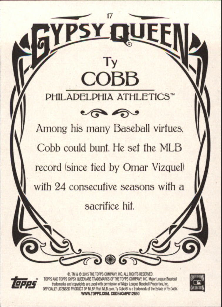 2015 Topps Gypsy Queen #17 Ty Cobb back image