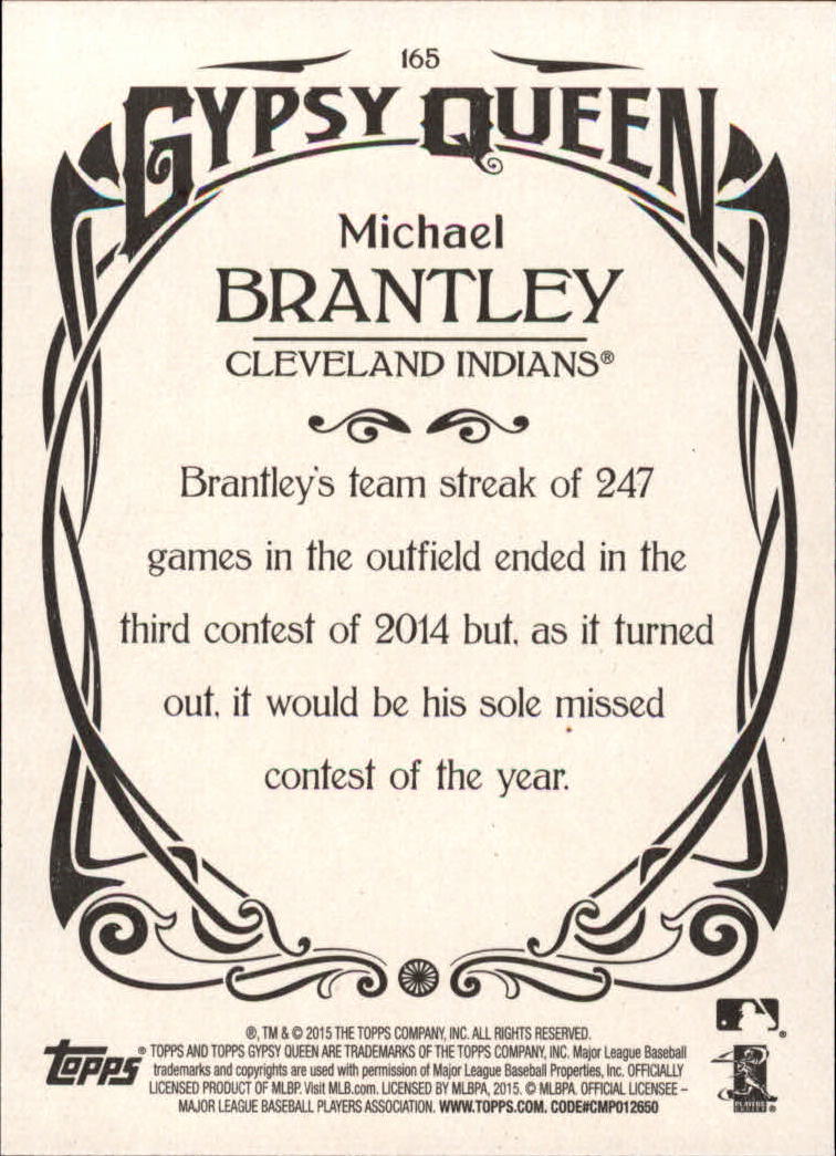 2015 Topps Gypsy Queen #165 Michael Brantley back image