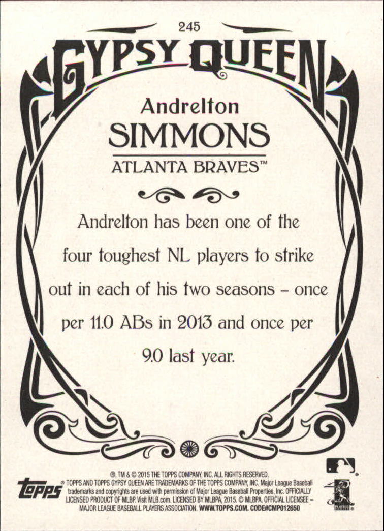 2015 Topps Gypsy Queen #245 Andrelton Simmons back image