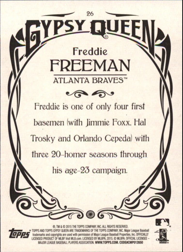 2015 Topps Gypsy Queen #26A Freddie Freeman back image