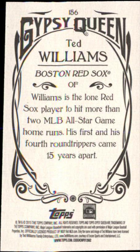 2015 Topps Gypsy Queen Mini #156 Ted Williams back image