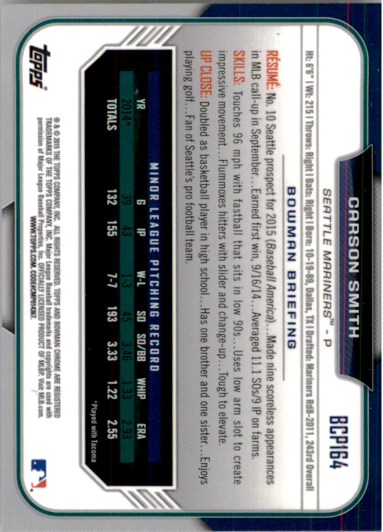 B3792- 2015 Bowman Chrome Prospects BB Cards 1-250 -You Pick- 15+ FREE US SHIP - Picture 238 of 369