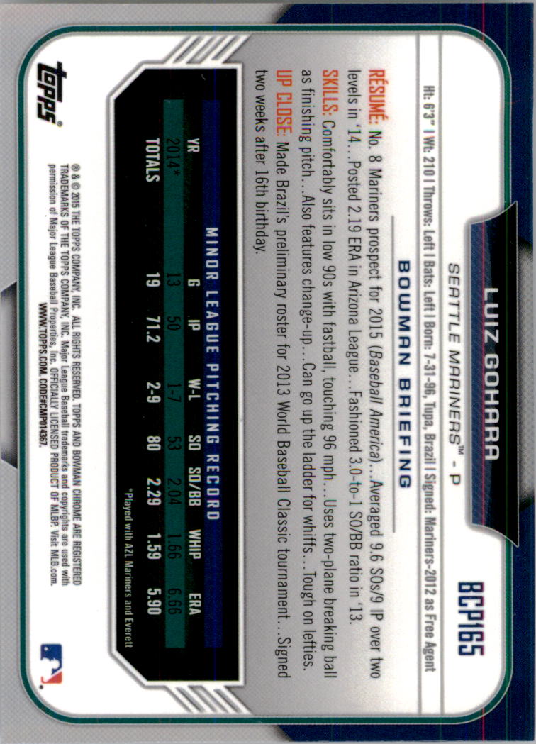 B3792- 2015 Bowman Chrome Prospects BB Cards 1-250 -You Pick- 15+ FREE US SHIP - Picture 240 of 369
