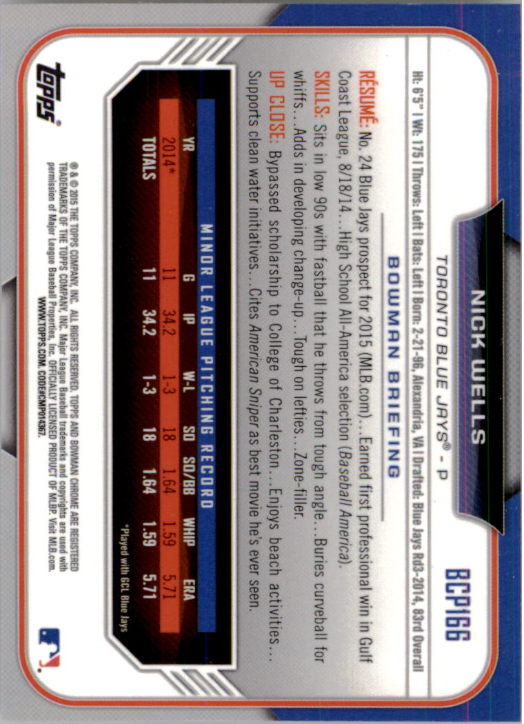 B3792- 2015 Bowman Chrome Prospects BB Cards 1-250 -You Pick- 15+ FREE US SHIP - Picture 242 of 369