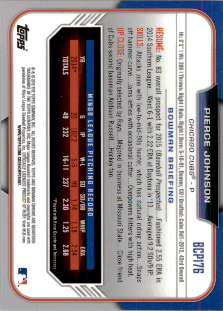B3792- 2015 Bowman Chrome Prospects BB Cards 1-250 -You Pick- 15+ FREE US SHIP - Picture 258 of 369