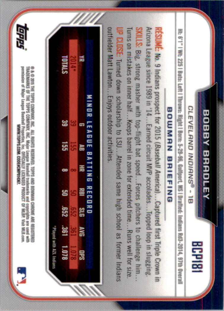 B3792- 2015 Bowman Chrome Prospects BB Cards 1-250 -You Pick- 15+ FREE US SHIP - Picture 266 of 369