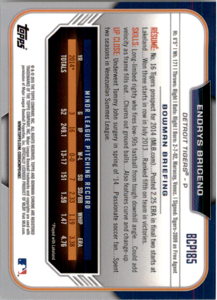 B3792- 2015 Bowman Chrome Prospects BB Cards 1-250 -You Pick- 15+ FREE US SHIP - Picture 270 of 369