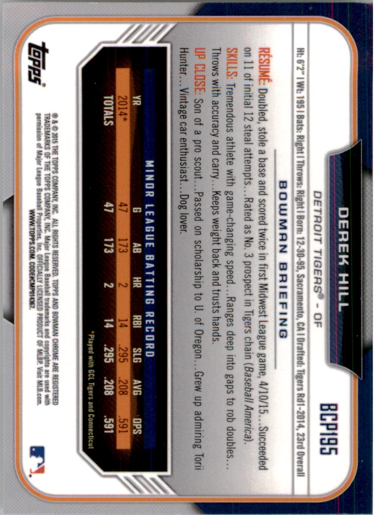 B3792- 2015 Bowman Chrome Prospects BB Cards 1-250 -You Pick- 15+ FREE US SHIP - Picture 282 of 369