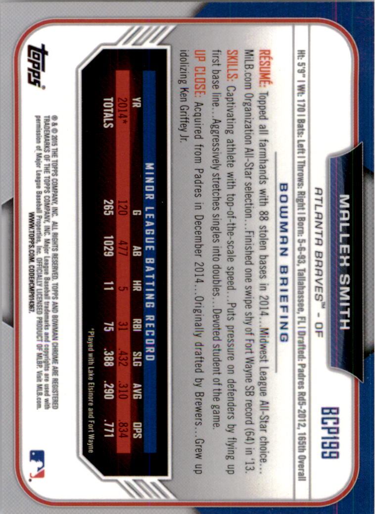 B3792- 2015 Bowman Chrome Prospects BB Cards 1-250 -You Pick- 15+ FREE US SHIP - Picture 287 of 369