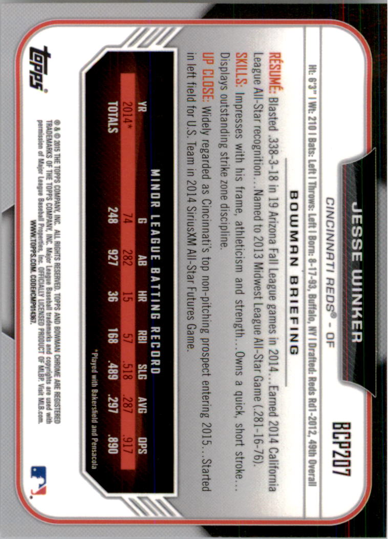 B3792- 2015 Bowman Chrome Prospects BB Cards 1-250 -You Pick- 15+ FREE US SHIP - Picture 297 of 369