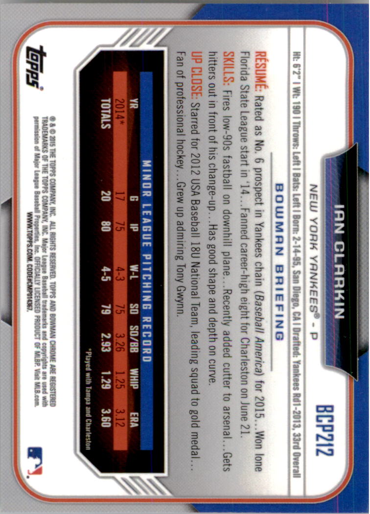 B3792- 2015 Bowman Chrome Prospects BB Cards 1-250 -You Pick- 15+ FREE US SHIP - Picture 305 of 369
