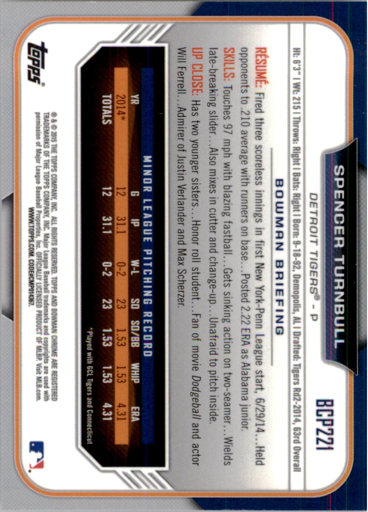 B3792- 2015 Bowman Chrome Prospects BB Cards 1-250 -You Pick- 15+ FREE US SHIP - Picture 317 of 369