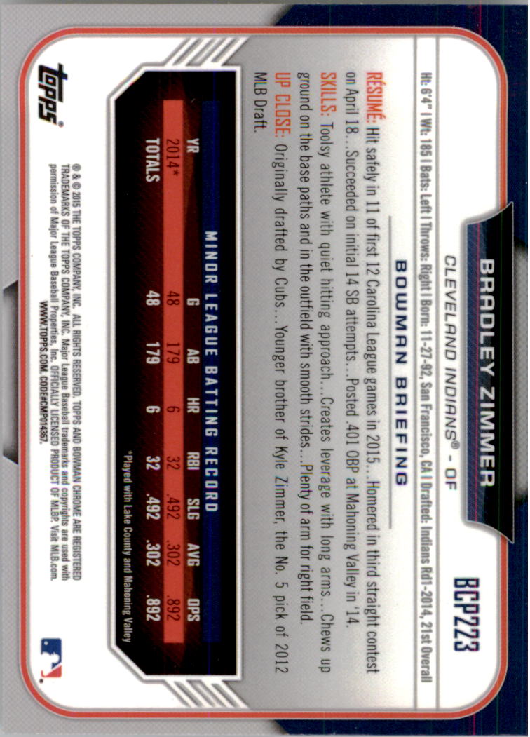 B3792- 2015 Bowman Chrome Prospects BB Cards 1-250 -You Pick- 15+ FREE US SHIP - Picture 320 of 369