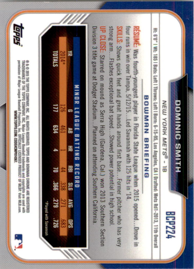 B3792- 2015 Bowman Chrome Prospects BB Cards 1-250 -You Pick- 15+ FREE US SHIP - Picture 322 of 369
