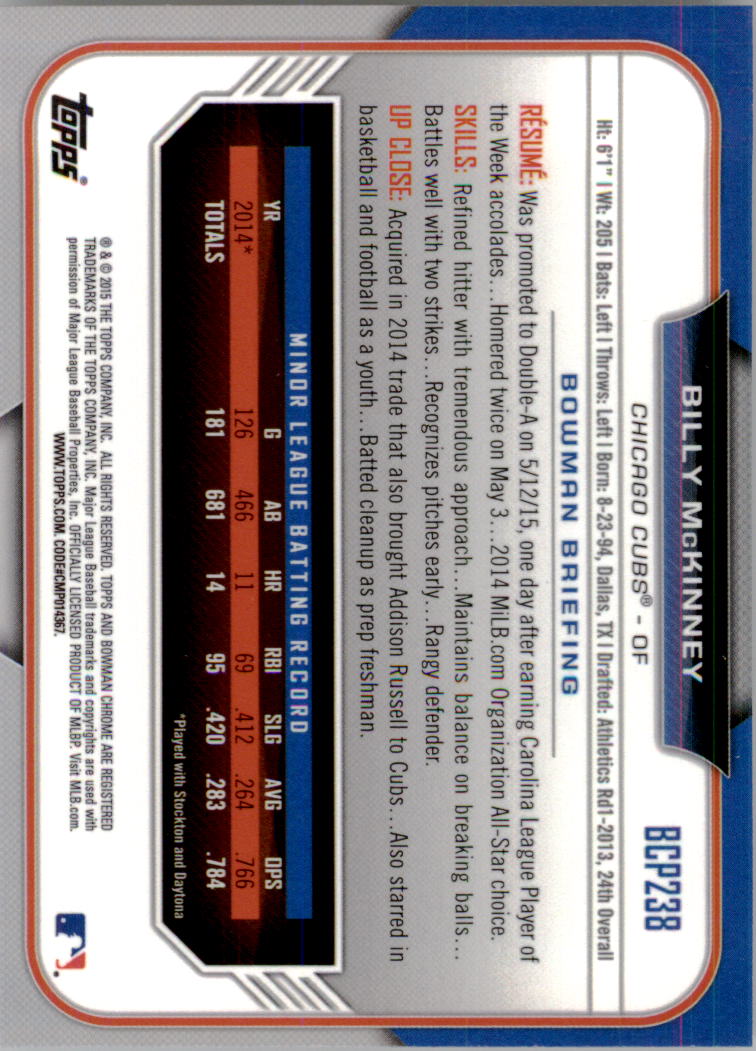 B3792- 2015 Bowman Chrome Prospects BB Cards 1-250 -You Pick- 15+ FREE US SHIP - Picture 341 of 369
