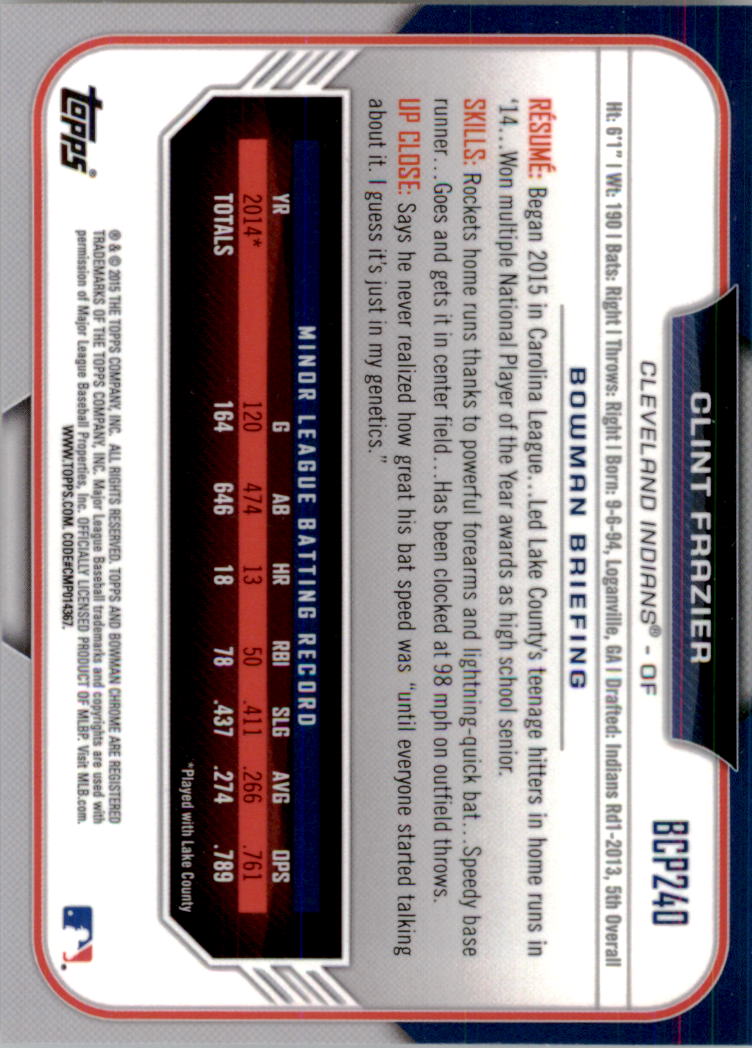 B3792- 2015 Bowman Chrome Prospects BB Cards 1-250 -You Pick- 15+ FREE US SHIP - Picture 345 of 369