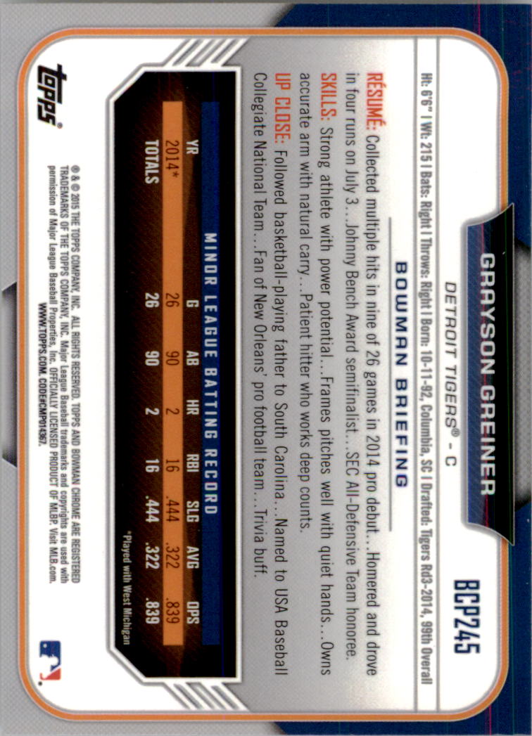 B3792- 2015 Bowman Chrome Prospects BB Cards 1-250 -You Pick- 15+ FREE US SHIP - Picture 353 of 369