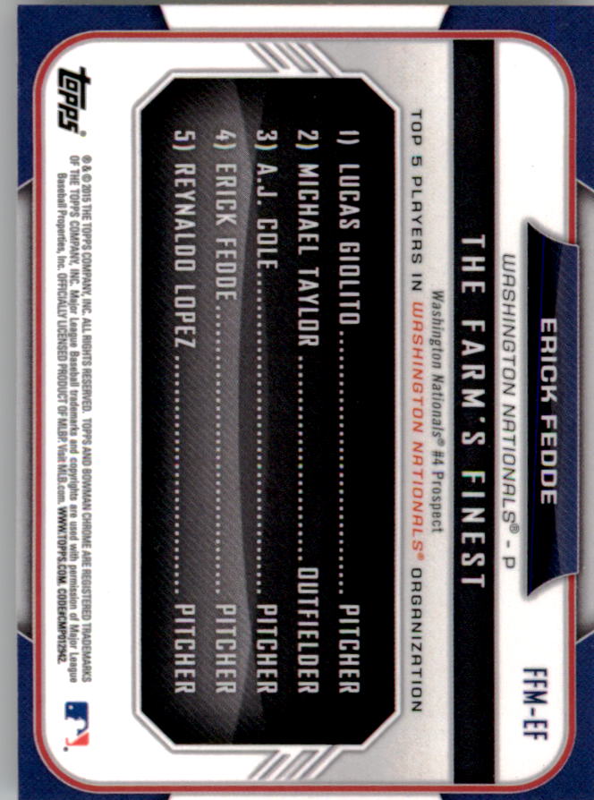 2015 Bowman Chrome Baseball Farm's Finest Mini Parallel Singles - You Choose - Picture 19 of 46