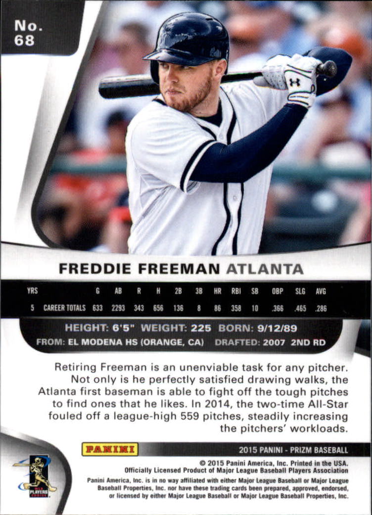 2015 Panini Prizm #68 Freddie Freeman back image