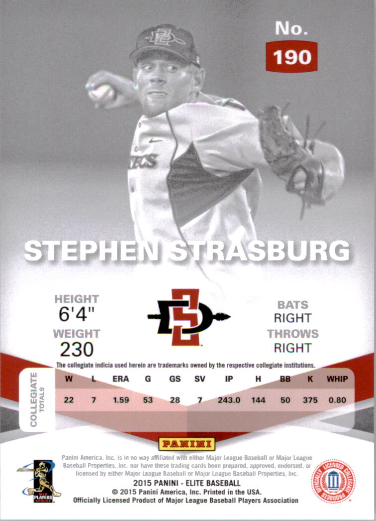 2015 Elite #190 Stephen Strasburg back image