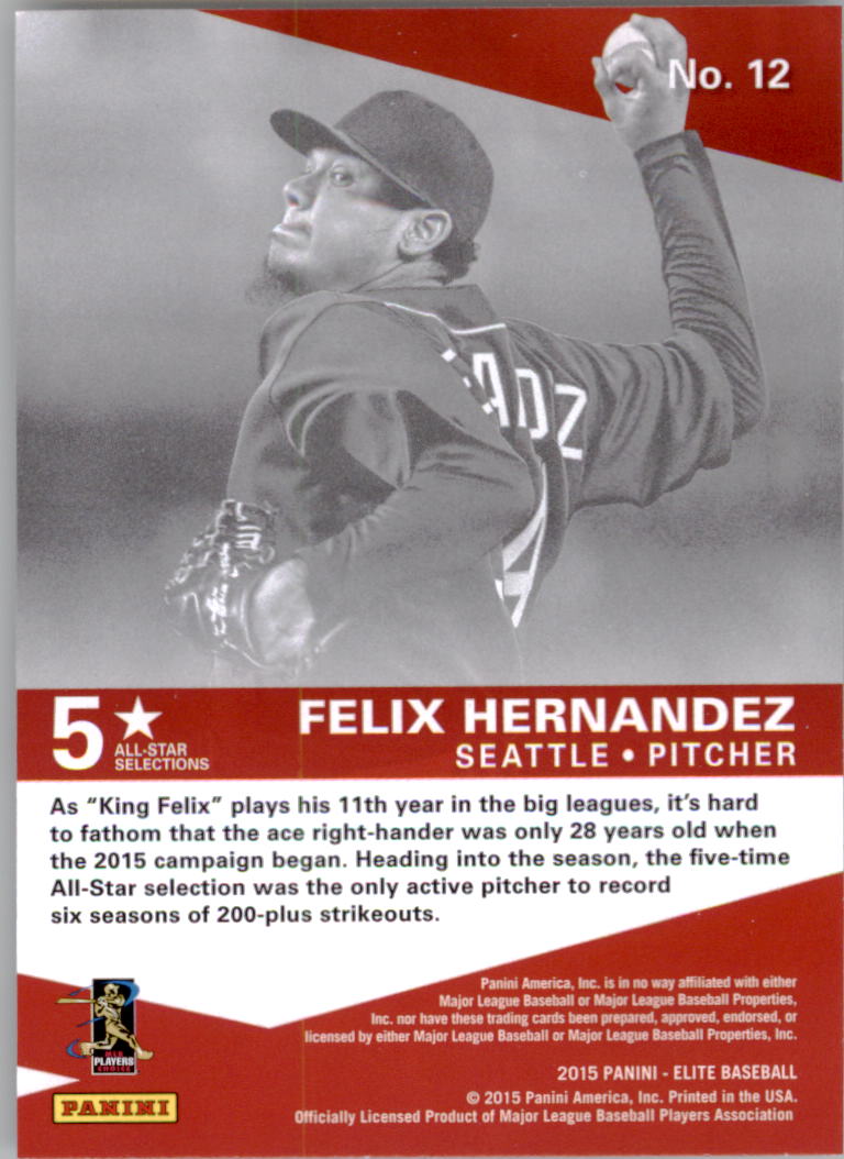 2015 Elite All Star Salutes #12 Felix Hernandez back image
