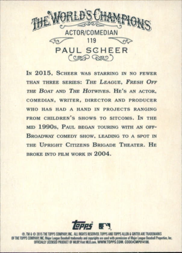 2015 Topps Allen and Ginter #119 Paul Scheer back image