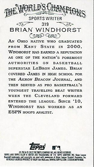 2015 Topps Allen and Ginter Mini #319 Brian Windhorst back image