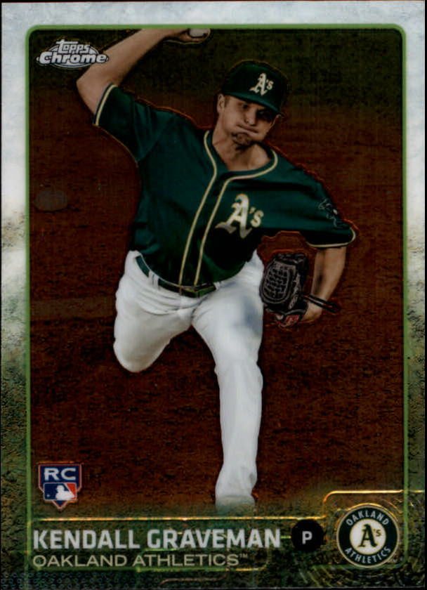 2015 Topps Chrome Oakland Athletics Baseball Card #19 Kendall Graveman Rookie. rookie card picture
