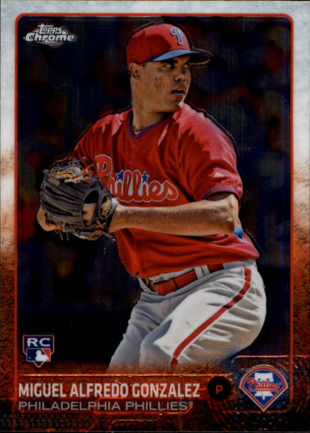 2015 Topps Chrome Phillies Baseball Card #131 Miguel Alfredo Gonzalez Rookie. rookie card picture