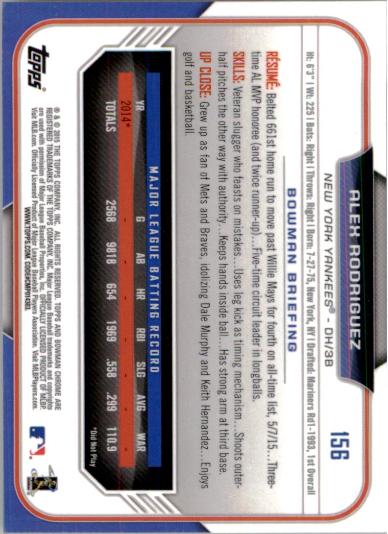 2015 Bowman Chrome Baseball Card Pick (Base) - Bild 207 von 258