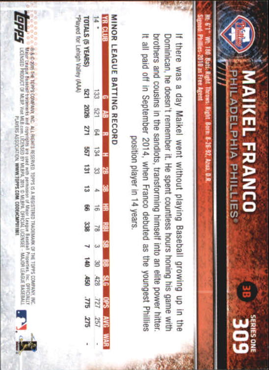 A4813- 2015 Topps Mini BB Card #s 252-501 +Rookies -You Pick- 15+ FREE US SHIP - Picture 111 of 471