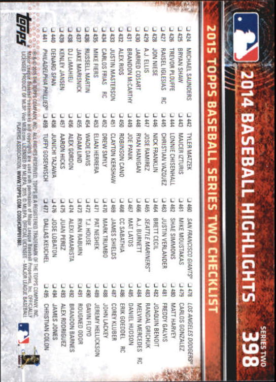 A4813- 2015 Topps Mini BB Card #s 252-501 +Rookies -You Pick- 15+ FREE US SHIP - Picture 275 of 471