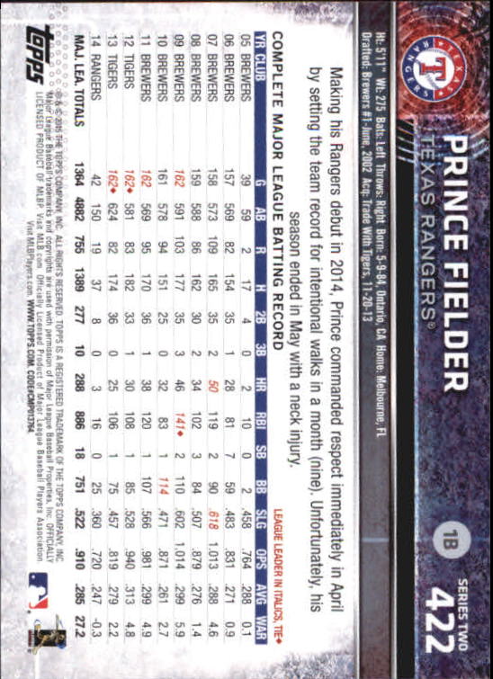 A4813- 2015 Topps Mini BB Card #s 252-501 +Rookies -You Pick- 15+ FREE US SHIP - Picture 321 of 471