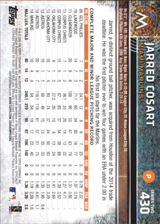 A4813- 2015 Topps Mini BB Card #s 252-501 +Rookies -You Pick- 15+ FREE US SHIP - Picture 337 of 471