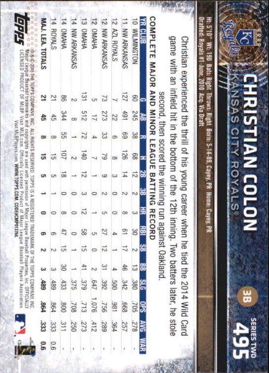 A4813- 2015 Topps Mini BB Card #s 252-501 +Rookies -You Pick- 15+ FREE US SHIP - Picture 463 of 471