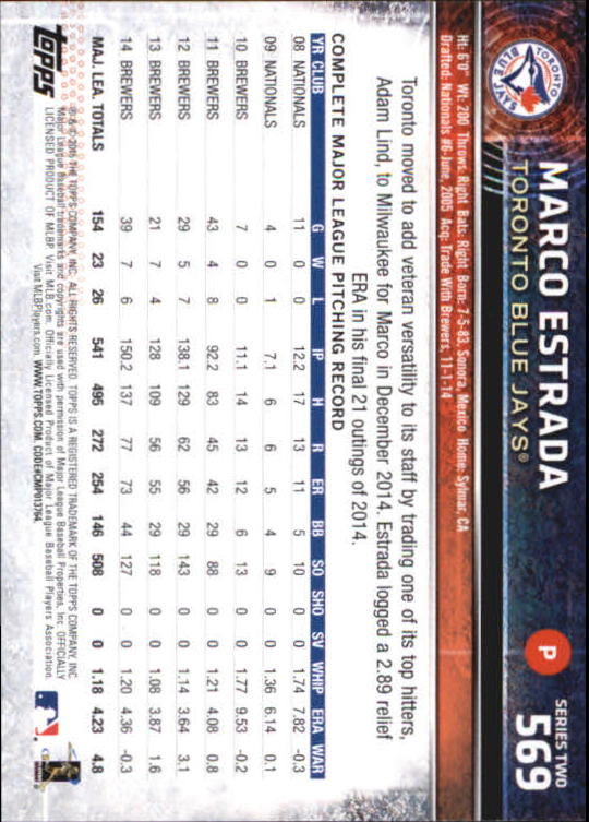 A4813- 2015 Topps Mini BB Card #s 502-701 +Rookies -You Pick- 15+ FREE US SHIP - Picture 125 of 379