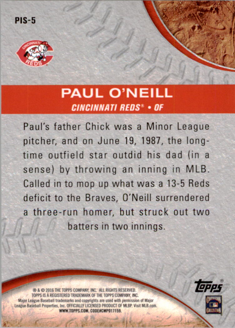 2016 Topps Pressed Into Service #PIS5 Paul O'Neill back image