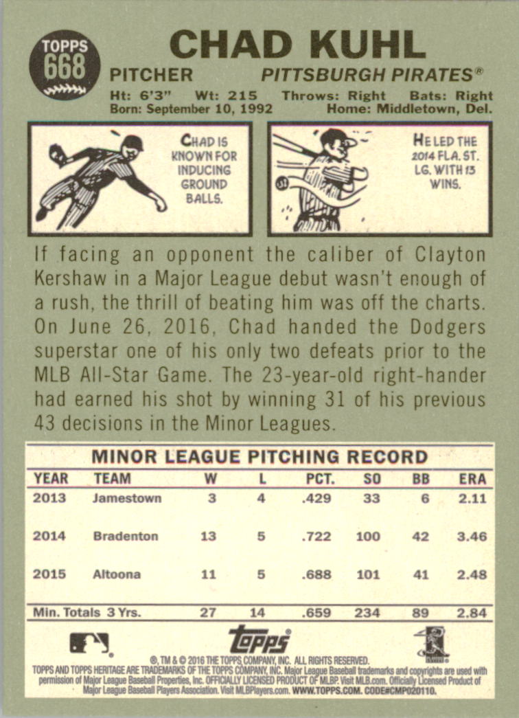 A2856- 2016 Topps Heritage BB #s 492-725 +Rookies -You Pick- 15+ FREE US SHIP - Picture 173 of 201