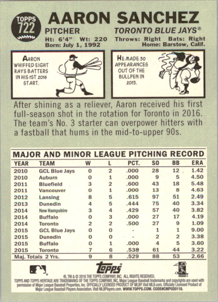 A2856- 2016 Topps Heritage BB #s 492-725 +Rookies -You Pick- 15+ FREE US SHIP - Picture 189 of 201
